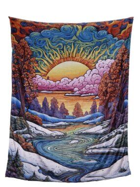 Snowy River Fleece Blanket ~ 50" x 60" ~ Machine Washable ~ Brand New!